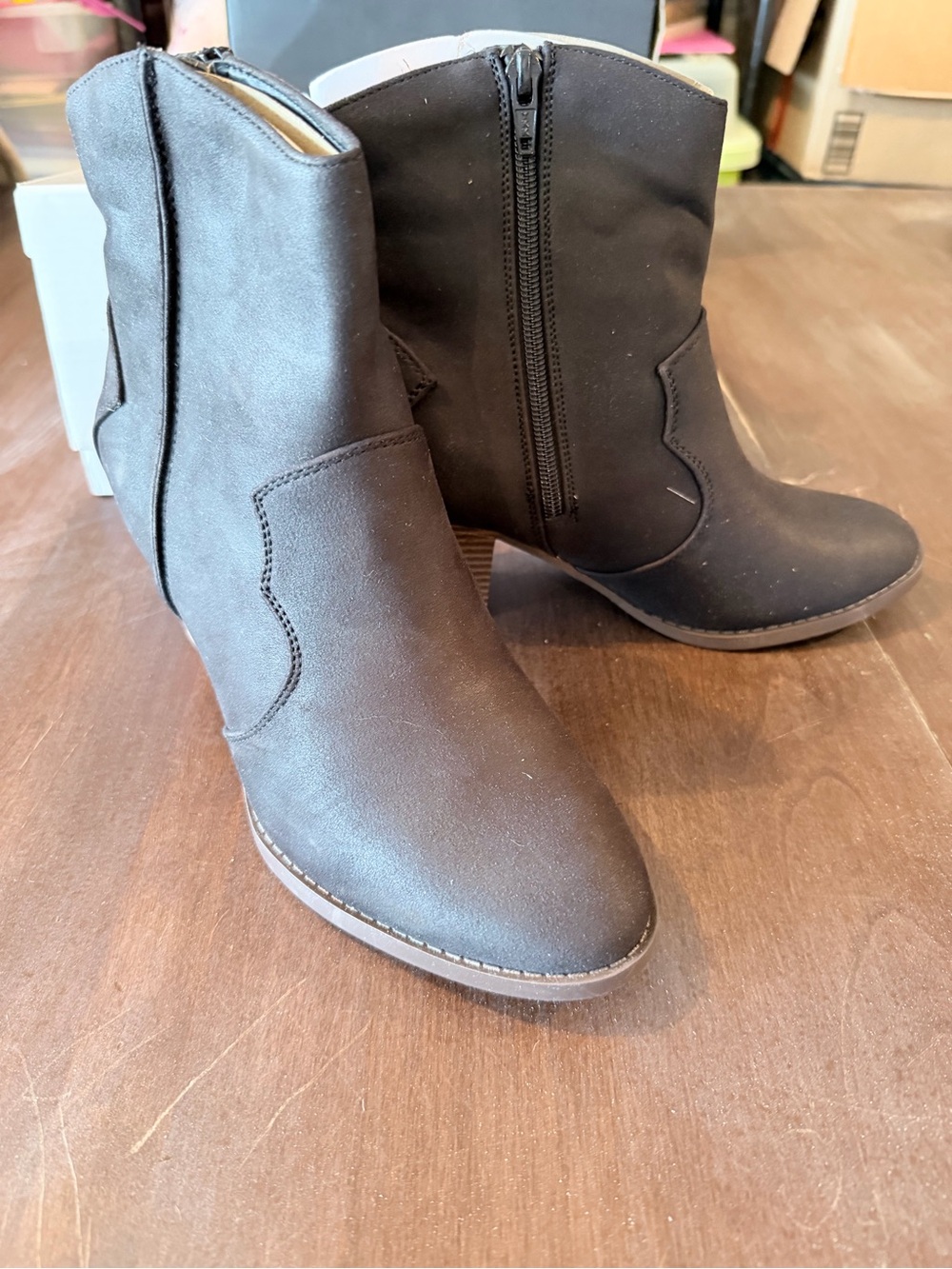 Kohl's Black Faux Suede Ankle Booties with Side Zip